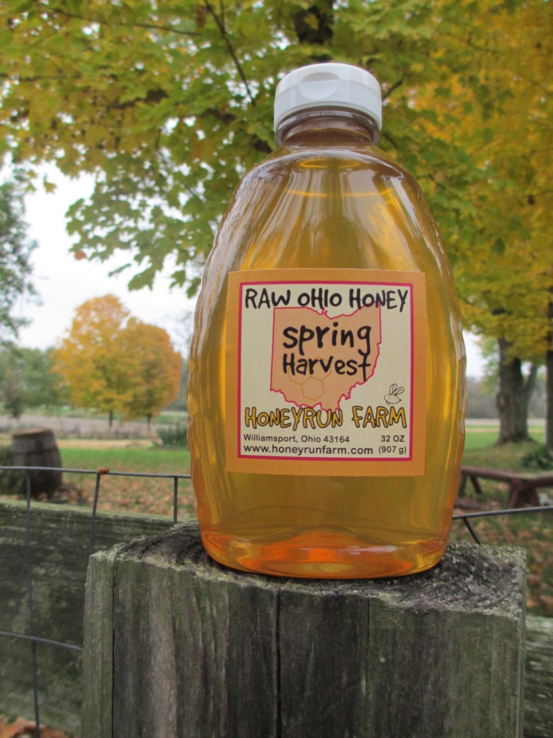 Pure Raw Spring Honey 32 ounce jar nectar from Black Locust, Honeysuckle, Autumn Olive image 3