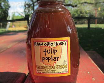 Pure Raw Ohio Tulip Poplar Honey -16 ounce jar