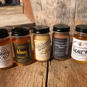 Infused honey sampler set of five infused honeys in 3 oz glass jars image 6