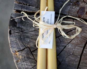 Tapered beeswax candle set - 10" long