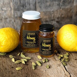 Cardamom Citrus Infused Honey - 8 ounce or 3 ounce glass jar image 4