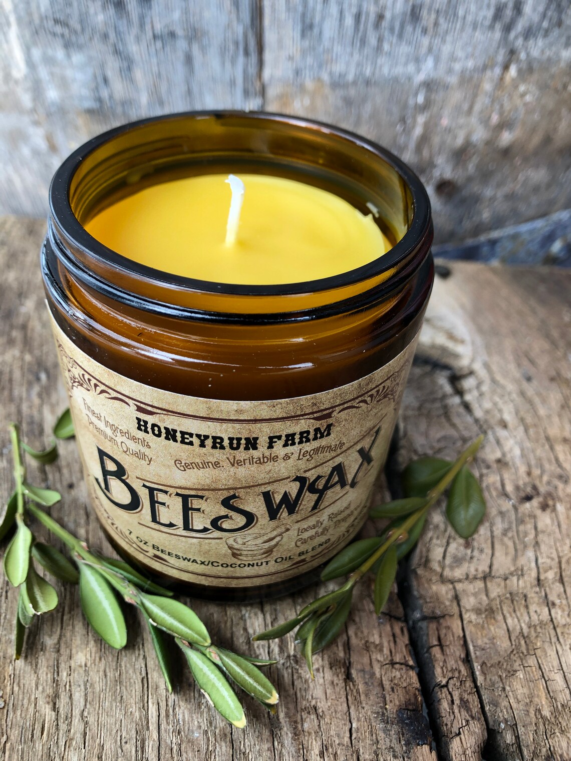 Beeswax Container Candle With Antique Apothecary Style Label Etsy