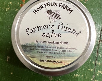Farmer&#39;s Friend Salve - Beeswax Salve made with propolis and herbs, 1 oz.