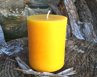 Pillar Beeswax Candle- 3" wide by 3.75" tall