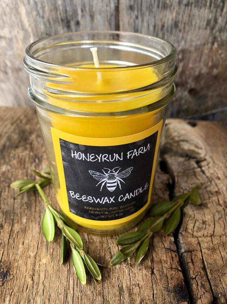 Beeswax Container Candle in Half Pint Canning Jar 6.5 Oz Etsy