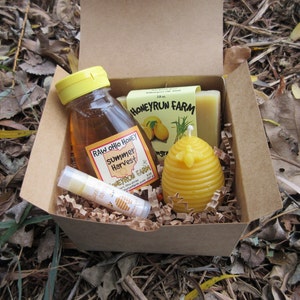 Gift Package - 8 oz Summer Honey, Lemongrass Soap, Hive Candle, Honey Lip Balm