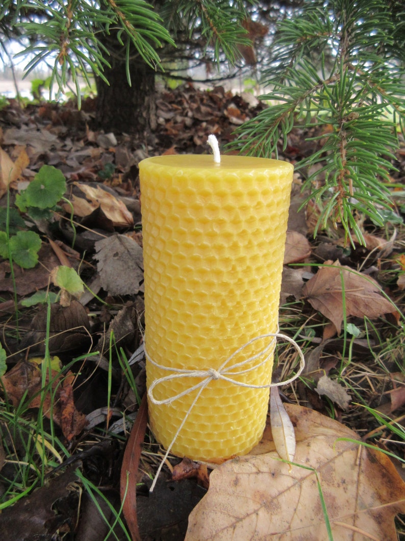 Hexagon Cylinder Beeswax Pillar Candle image 2