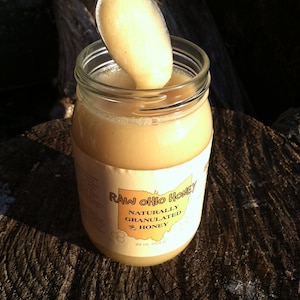 Raw Honey - Naturally Granulated, Ohio Summer Harvest, 22 ounce jar