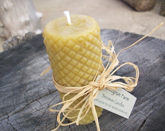Beeswax Candle- diamond cylinder pillar
