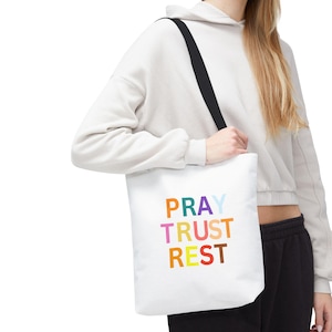 PRAT TRUST REST Tote Bag, design, Shoulder Bag, Canvas Tote, Grocery Bag, Reusable Bag, Shopping Tote