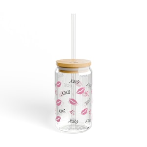 XOXO Design, Love Glass, Romantic Glass, Valentines Day Gift, Anniversary Gift, Couples Gift