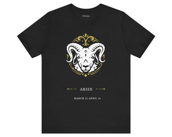 Aries Goat Zodiac T-Shirt - Short Sleeve Unisex Tee, Astrology Shirt, Horoscope Gift, Birthday Gift, Zodiac Fashion