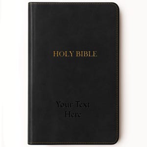 Personalized KJV Thinline Bible with Name Engraved - Custom Text, King James Version, Faux Leather Gift for Him, Baptism, Wedding, - Black