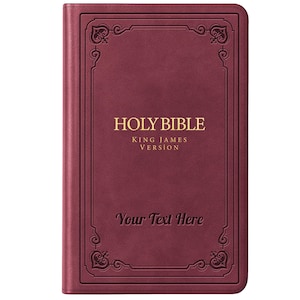 Personalized KJV Vintage Bible with Name Engraved - Custom Text, King James Version, Faux Leather Gift for Him, Baptism, Wedding, - Burgundy