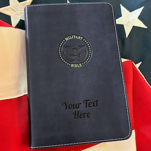 Personalized CSB Military Bible with Name Engraved - Custom Text, Christian Standard Bible, Faux Leather Gift for Sailors - Navy