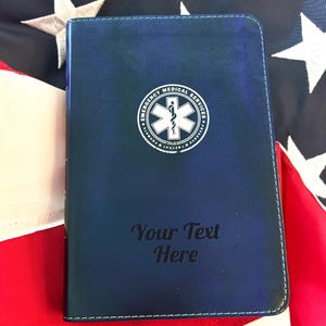 Personalized CSB Emergency Medical Services Bible with Name Engraved - Custom Text, Christian Standard Bible, Faux Leather Gift - Navy