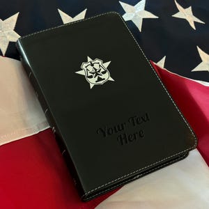 Personalized Law Enforcement Officer&#39;s Bible with Name Engraved - Custom Text, Christian Standard Bible, Faux Leather Gift - Black