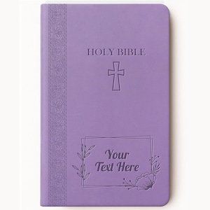 Personalized KJV Holy Bible with Name Engraved - Custom Text, King James Version, Faux Leather Gift for, Her, Baptism, Wedding - Lavender