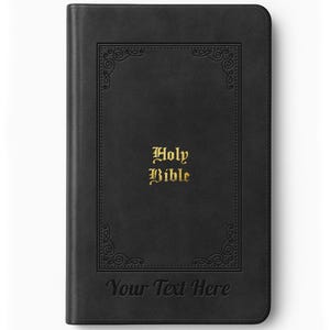 Personalized KJV Vintage Bible with Name Engraved - Custom Text, King James Version, Faux Leather Gift for Him, Baptism, Wedding, - Black