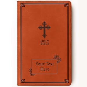 Personalized KJV Holy Bible with Name Engraved - Custom Text, King James Version, Faux Leather Gift for Him, Baptism, Wedding, - Chestnut