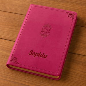Personalized Pink NIV Bible: Engraved Faux Leather Christian Gift