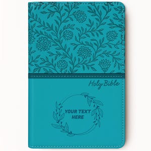 Personalized KJV Holy Bible with Name Engraved - Custom Text, King James Version, Faux Leather Gift for Him, Baptism, Wedding, - Turquoise