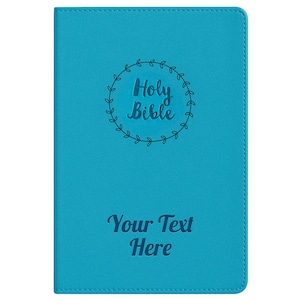 Personalized NIV Bible with Name Engraved, Custom Text, New International Version, Faux Leather, Gift for Him, Her, Baptism - Teal