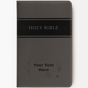 Personalized KJV Holy Bible with Name Engraved - Custom Text, King James Version, Faux Leather Gift for Him, Baptism, Wedding, - Gray
