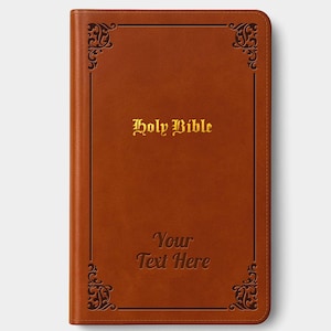 Personalized KJV Vintage Bible with Name Engraved - Custom Text, King James Version, Faux Leather Gift for Him, Baptism, Wedding, - Tan