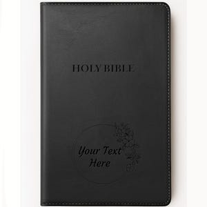 Personalized KJV Deluxe Bible with Name Engraved - Custom Text, King James Version, Faux Leather Gift for Him, Baptism, Wedding, - Black