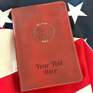 Personalized CSB Military Bible with Name Engraved - Custom Text, Christian Standard Bible, Faux Leather Gift for Marines - Burgundy