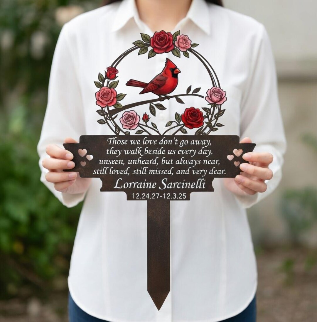 Cardinal Memorial Metal Sign Personalized Sympathy Garden Stake Quote ...