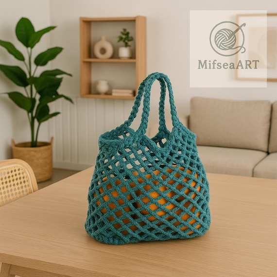 Crochet Market Bag Pattern PDF, Reusable Mesh Tote Tutorial, Eco