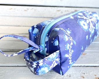 Pencil Case- Blue & White Poppy