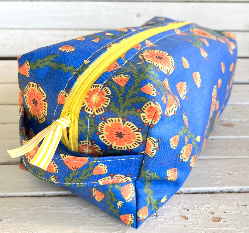 Large Dopp Kit Blue & Orange Poppy image 1