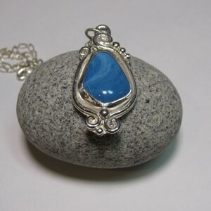 Blue Agate Pendant in Sterling Silver