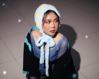 Bolu Crochet Headscarf Bonnet | Fluffy Microfiber Winter Hat with Earmuffs