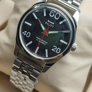HMT Pilot Hand winding Mechanical Watch Classic Vintage Design Stainless Steel Case Made in India