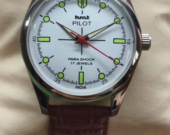 HMT Pilot Mechanical Watch, Classic Vintage Design, Made in India