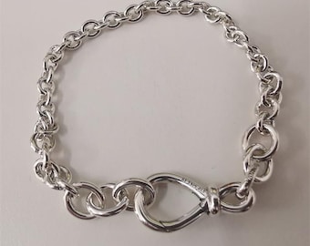 Pulsera Pandora gruesa con nudo infinito, plata 925, varios tamaños.