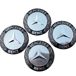 Lot de 4 stickers pour enjoliveurs de moyeux de roue Mercedes, 4 x 56 mm, couronne noire