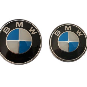 BMW 82mm Front 74mm Rear Emblems Blue White Badge Set Hood Trunk Emblems New