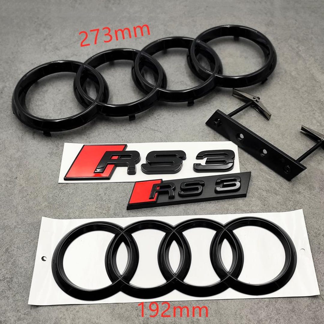 Audi RS3 SET Premium Glossy Black\red Emblem 273mm Front Rings and ...