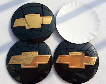Adesivi per il centro della ruota Chevrolet 4 x 56 mm, neri, set di 4 coprimozzi per un elegante aggiornamento, emblema distintivo, stile OEM, adatti a nuovi modelli.