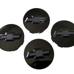 Enjoliveurs de centre de roue Chevrolet 4 x 83 mm Enjoliveurs de roue Silverado Suburban Tahoe, lot de 4 noir brillant avec enjoliveurs de roue de style OEM pour Chevrolet