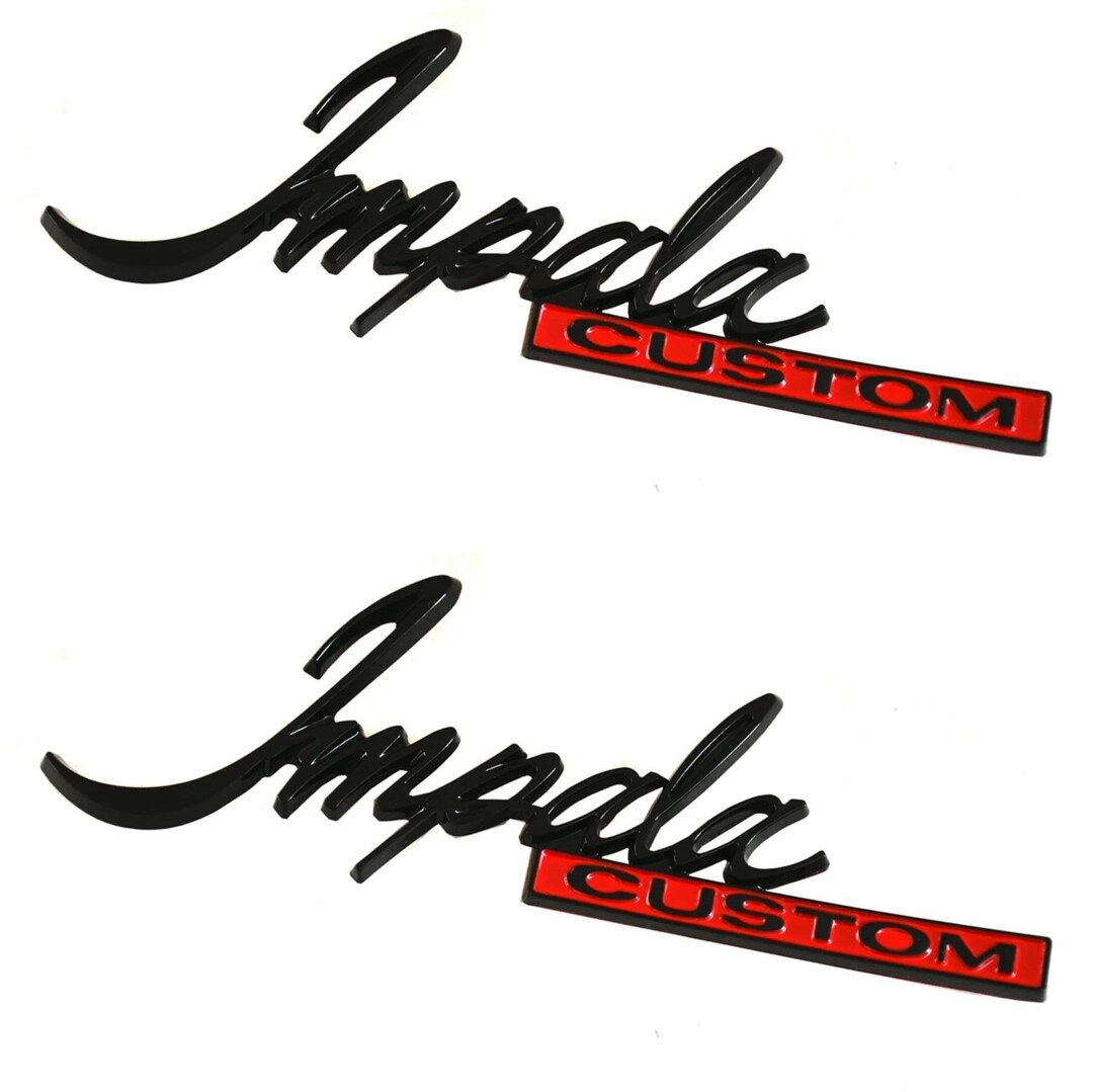 Impala Custom Script Emblems 2pcs 1971-1976 Quarter Panel Badge Black ...