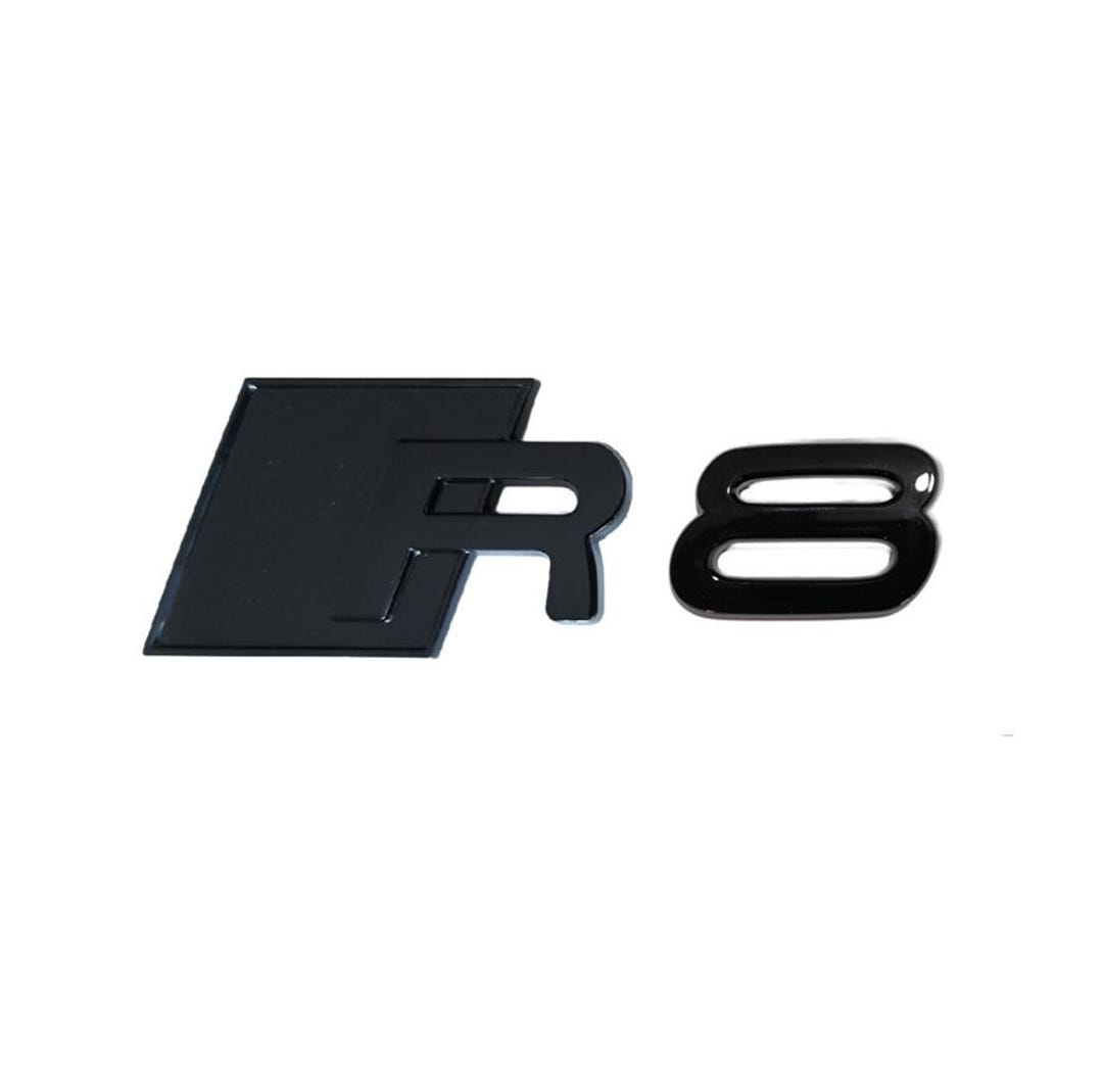 Audi R8 Glossy Black 3D Rear Trunk Emblem Badge All Black Logo ...