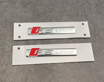 Audi 2 x Chrom RS-Edition Seite Fender Emblems 8,9 cm Audi Exterieur Zubehör Paar 2 Embleme Luxus Autozubehör Fender Emblem