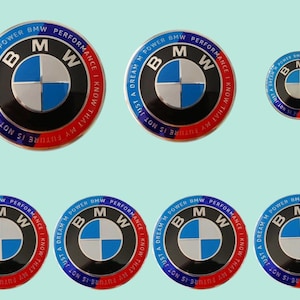 BMW 50th Anniversary M Power Emblems Front 82mm Rear 74mm Steering 45mm 4x68mm Wheel Center Caps Badge New