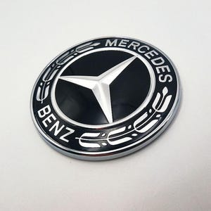 Mercedes-Benz 1pc 57mm Adhesive Front Hood Badge Stick-On Emblem Logo Bonnet Badge Self-Adhesive Logo Black New